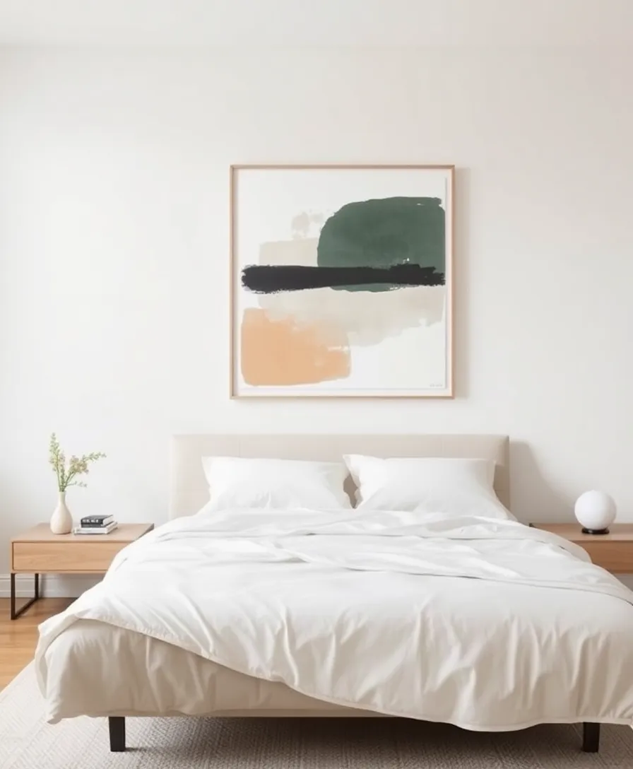 21 Amazing Minimalist Bedroom Design Ideas You Need to See - 20. Minimalist Wall Art