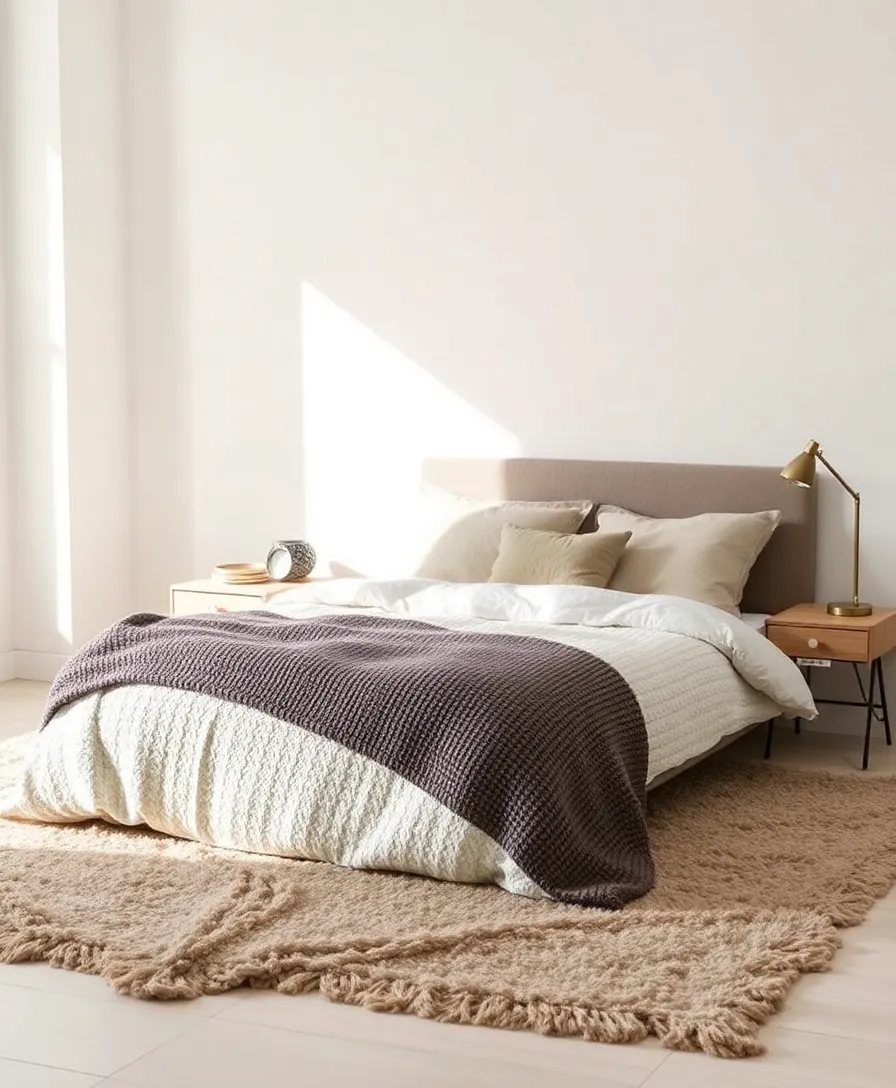 21 Amazing Minimalist Bedroom Design Ideas You Need to See - 9. Layered Textures